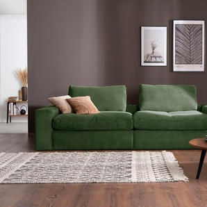 Big-Sofa ALINA Sandy Sofas Gr. B/T: 256 cm x 98 cm, Cord, grün (olivgrün gct 333) XXL Sofas mit losen Sitz und Rückenkissen, in modernem Cordstoff