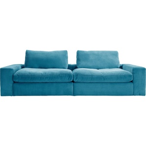 Big-Sofa ALINA Sandy Sofas Gr. B/T: 266 cm x 123 cm, Cord GCT, blau (azurblau gct 46) XXL Sofas in Cord, mit losen Sitz und Rückenkissen