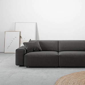Big-Sofa ANDAS Glimminge Sofas Gr. B/H/T: 254 cm x 71 cm x 101 cm, Flachgewebe, grau (anthrazit) XXL Sofas