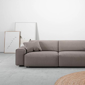 Big-Sofa ANDAS Glimminge Sofas Gr. B/H/T: 254 cm x 71 cm x 101 cm, Material Bezug, grau (taupe) XXL Sofas