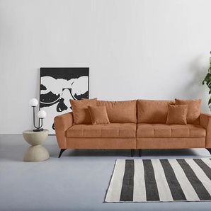 Big-Sofa ANDAS Lörby Luxus Sofas Gr. B/H/T: 264 cm x 90 cm x 107 cm, Feincord, Feincord, orange (terra) XXL Sofas Belastbarkeit bis 140kg pro Sitzplatz, auch mit Aqua clean-Bezug