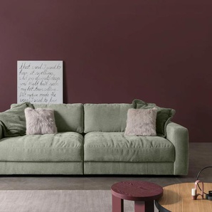 Big-Sofa BETYPE Be Comfy Sofas Gr. B/H/T: 264 cm x 84 cm x 111 cm, Breitcord, 264 cm x 111 cm (B x T), ohne Sitztiefenverstellung, grün (limestone) XXL Sofas legerer Sitzkomfort, wahlweise mit manueller Sitztiefenverstellung