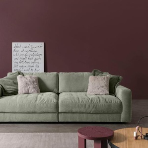 Big-Sofa BETYPE Be Comfy Sofas Gr. B/H/T: 264 cm x 84 cm x 126 cm, Breitcord, 264 cm x 126 cm (B x T), ohne Sitztiefenverstellung, grün (limestone) XXL Sofas legerer Sitzkomfort, wahlweise mit manueller Sitztiefenverstellung