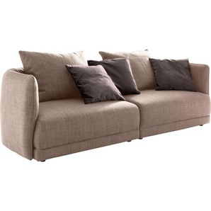Big-Sofa DESIGNWERK New York Sofas Gr. B/T: 253 cm x 100 cm, Flachgewebe, beige (liver) XXL Sofas Breite 253 cm, mit schmaler Arm- und Rückenlehne