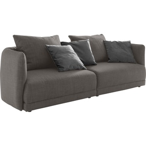 Big-Sofa DESIGNWERK New York Sofas Gr. B/T: 253 cm x 100 cm, Flachgewebe, grau (dark grey) XXL Sofas Breite 253 cm, mit schmaler Arm- und Rückenlehne