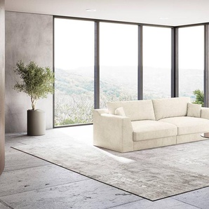 Big-Sofa Weiß Cordstoff Lizza 274 x 90 x 112cm Modern