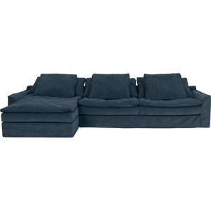 Big-Sofa FURNINOVA Sake Sofas Gr. B/H/T: 334 cm x 95 cm x 182 cm, Cord, Recamiere links, ohne Bettfunktion, blau (petrol) XXL Sofas