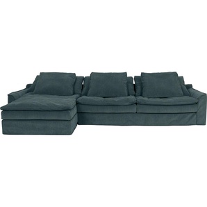 Big-Sofa FURNINOVA Sake Sofas Gr. B/H/T: 334 cm x 95 cm x 182 cm, Cord, Recamiere links, ohne Bettfunktion, blau (turqoise) XXL Sofas