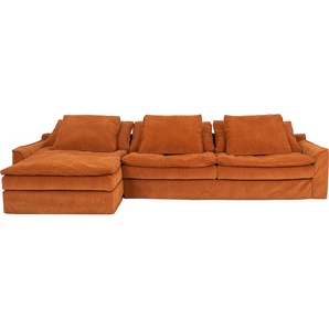 Big-Sofa FURNINOVA Sake Sofas Gr. B/H/T: 334 cm x 95 cm x 182 cm, Cord, Recamiere links, ohne Bettfunktion, orange XXL Sofas