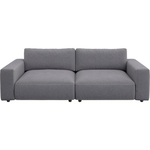 Big-Sofa GALLERY M BRANDED BY MUSTERRING LUCIA Sofas Gr. B/H/T: 252 cm x 81 cm x 124 cm, Flachgewebe FLORIS, Kontrastnaht-Wabenstichoptik, grau (grey floris) XXL Sofas in vielen Qualitäten und 4 unterschiedlichen Nähten, 2,5-Sitzer