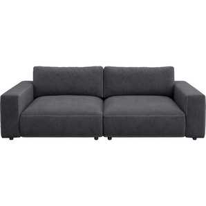 Big-Sofa GALLERY M BRANDED BY MUSTERRING LUCIA Sofas Gr. B/H/T: 252 cm x 81 cm x 124 cm, Flachgewebe FLORIS, Kontrastnaht-Zweinadelnaht, grau (dark grey floris) XXL Sofas