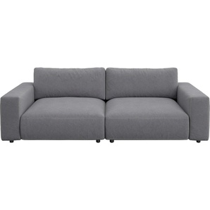 Big-Sofa GALLERY M BRANDED BY MUSTERRING LUCIA Sofas Gr. B/H/T: 252 cm x 81 cm x 124 cm, Flachgewebe FLORIS, Kontrastnaht-Zweinadelnaht, grau (grey floris) XXL Sofas in vielen Qualitäten und 4 unterschiedlichen Nähten, 2,5-Sitzer