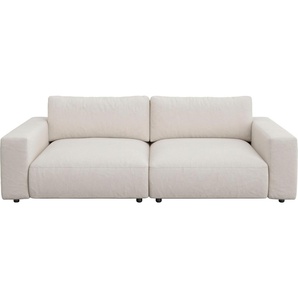Big-Sofa GALLERY M BRANDED BY MUSTERRING LUCIA Sofas Gr. B/H/T: 252 cm x 81 cm x 124 cm, Flachgewebe FLORIS, Standardnaht-Zweinadelnaht, beige (beige floris) XXL Sofas in vielen Qualitäten und 4 unterschiedlichen Nähten, 2,5-Sitzer