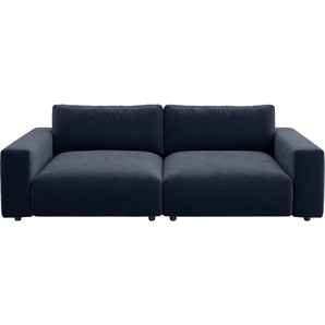 Big-Sofa GALLERY M BRANDED BY MUSTERRING LUCIA Sofas Gr. B/H/T: 252 cm x 81 cm x 124 cm, Flachgewebe FLORIS, Standardnaht-Zweinadelnaht, blau (deep ocean floris) XXL Sofas in vielen Qualitäten und 4 unterschiedlichen Nähten, 2,5-Sitzer