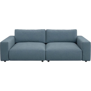 Big-Sofa GALLERY M BRANDED BY MUSTERRING LUCIA Sofas Gr. B/H/T: 252 cm x 81 cm x 124 cm, Flachgewebe FLORIS, Standardnaht-Zweinadelnaht, blau (light blue floris) XXL Sofas in vielen Qualitäten und 4 unterschiedlichen Nähten, 2,5-Sitzer