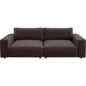 Big-Sofa GALLERY M BRANDED BY MUSTERRING LUCIA Sofas Gr. B/H/T: 252 cm x 81 cm x 124 cm, Flachgewebe FLORIS, Standardnaht-Zweinadelnaht, braun (espresso floris) XXL Sofas