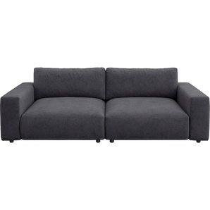 Big-Sofa GALLERY M BRANDED BY MUSTERRING LUCIA Sofas Gr. B/H/T: 252 cm x 81 cm x 124 cm, Flachgewebe FLORIS, Standardnaht-Zweinadelnaht, grau (dark grey floris) XXL Sofas in vielen Qualitäten und 4 unterschiedlichen Nähten, 2,5-Sitzer