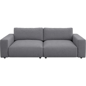 Big-Sofa GALLERY M BRANDED BY MUSTERRING LUCIA Sofas Gr. B/H/T: 252 cm x 81 cm x 124 cm, Flachgewebe FLORIS, Standardnaht-Zweinadelnaht, grau (grey floris) XXL Sofas in vielen Qualitäten und 4 unterschiedlichen Nähten, 2,5-Sitzer