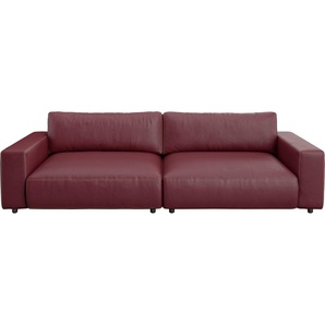 Big-Sofa GALLERY M BRANDED BY MUSTERRING LUCIA Sofas Gr. B/H/T: 252 cm x 81 cm x 124 cm, Leder PURO, Kontrastnaht-Zweinadelnaht, rot (cherry puro) Leder-Einzelsofas in vielen Qualitäten und 4 unterschiedlichen Nähten, 2,5-Sitzer