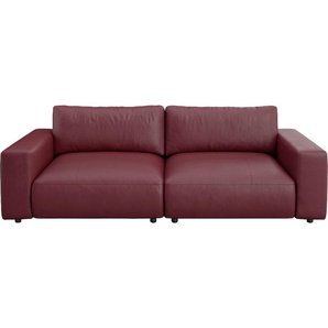 Big-Sofa GALLERY M BRANDED BY MUSTERRING LUCIA Sofas Gr. B/H/T: 252 cm x 81 cm x 124 cm, Leder PURO, Standardnaht-Zweinadelnaht, rot (cherry puro) Leder-Einzelsofas