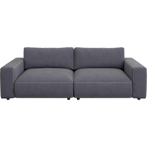 Big-Sofa GALLERY M BRANDED BY MUSTERRING LUCIA Sofas Gr. B/H/T: 252 cm x 81 cm x 124 cm, Microfaser CRONA, Kontrastnaht-Kreuzstichoptik, grau (stone crona) XXL Sofas