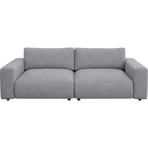 Big-Sofa GALLERY M BRANDED BY MUSTERRING LUCIA Sofas Gr. B/H/T: 252 cm x 81 cm x 124 cm, Microfaser CRONA, Kontrastnaht-Kreuzstichoptik, silberfarben (silver crona) XXL Sofas