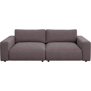 Big-Sofa GALLERY M BRANDED BY MUSTERRING LUCIA Sofas Gr. B/H/T: 252 cm x 81 cm x 124 cm, Microfaser CRONA, Kontrastnaht-Zweinadelnaht, braun (fango crona) XXL Sofas in vielen Qualitäten und 4 unterschiedlichen Nähten, 2,5-Sitzer