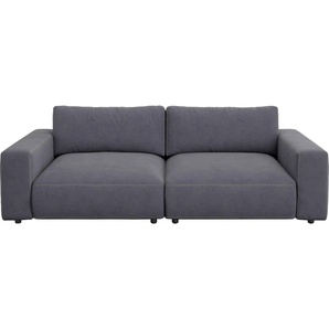 Big-Sofa GALLERY M BRANDED BY MUSTERRING LUCIA Sofas Gr. B/H/T: 252 cm x 81 cm x 124 cm, Microfaser CRONA, Kontrastnaht-Zweinadelnaht, grau (stone crona) XXL Sofas