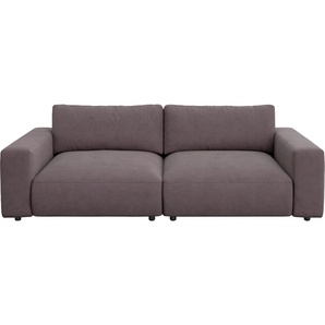Big-Sofa GALLERY M BRANDED BY MUSTERRING LUCIA Sofas Gr. B/H/T: 252 cm x 81 cm x 124 cm, Microfaser CRONA, Standardnaht-Zweinadelnaht, braun (fango crona) XXL Sofas