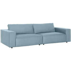 Big-Sofa GALLERY M BRANDED BY MUSTERRING LUCIA Sofas Gr. B/H/T: 292 cm x 81 cm x 124 cm, Flachgewebe FLORIS, Kontrastnaht-Zweinadelnaht, blau (light blue floris) XXL Sofas