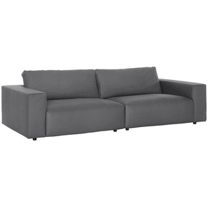 Big-Sofa GALLERY M BRANDED BY MUSTERRING LUCIA Sofas Gr. B/H/T: 292 cm x 81 cm x 124 cm, Flachgewebe FLORIS, Kontrastnaht-Zweinadelnaht, grau (dark grey floris) XXL Sofas in vielen Qualitäten und 4 unterschiedlichen Nähten, 3-Sitzer