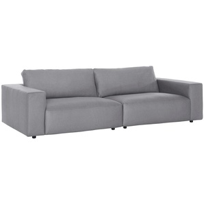 Big-Sofa GALLERY M BRANDED BY MUSTERRING LUCIA Sofas Gr. B/H/T: 292 cm x 81 cm x 124 cm, Flachgewebe FLORIS, Kontrastnaht-Zweinadelnaht, grau (grey floris) XXL Sofas in vielen Qualitäten und 4 unterschiedlichen Nähten, 3-Sitzer
