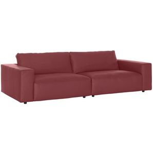 Big-Sofa GALLERY M BRANDED BY MUSTERRING LUCIA Sofas Gr. B/H/T: 292 cm x 81 cm x 124 cm, Leder PURO, Kontrastnaht-Zweinadelnaht, rot (cherry puro) Leder-Einzelsofas in vielen Qualitäten und 4 unterschiedlichen Nähten, 3-Sitzer