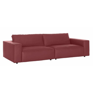 Big-Sofa GALLERY M BRANDED BY MUSTERRING LUCIA Sofas Gr. B/H/T: 292 cm x 81 cm x 124 cm, Leder PURO, Standardnaht-Zweinadelnaht, rot (cherry puro) Leder-Einzelsofas in vielen Qualitäten und 4 unterschiedlichen Nähten, 3-Sitzer