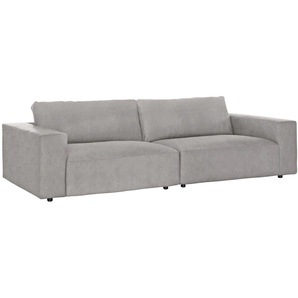 Big-Sofa GALLERY M BRANDED BY MUSTERRING LUCIA Sofas Gr. B/H/T: 292 cm x 81 cm x 124 cm, Microfaser CRONA, Kontrastnaht-Wabenstichoptik, silberfarben (silver crona) XXL Sofas
