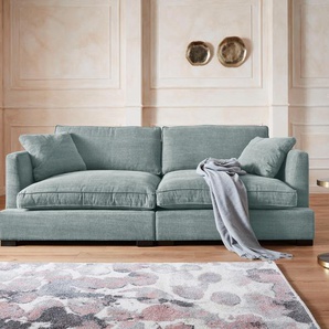 Big-Sofa GUIDO MARIA KRETSCHMER HOME&LIVING Annera Sofas Gr. B/H/T: 266 cm x 80 cm x 109 cm, Struktur fein, grün (mint) XXL Sofas weicher Sitzkomfort, mit extra tiefen Sitzflächen, Füllung Federn