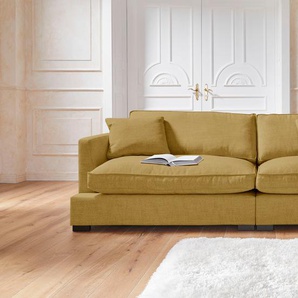Big-Sofa GUIDO MARIA KRETSCHMER HOME&LIVING Annera Sofas Gr. B/H/T: 266 cm x 80 cm x 109 cm, Struktur, gelb (senf) XXL Sofas weicher Sitzkomfort, mit extra tiefen Sitzflächen, Füllung Federn