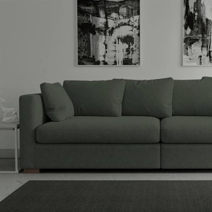 Big-Sofa GUIDO MARIA KRETSCHMER HOME&LIVING Arles Sofas Gr. B/H/T: 266 cm x 80 cm x 113 cm, Webstoff, grün (khaki) XXL Sofas Rücken- und Zierkissen mit Federn, in diversen Stoffqualitäten