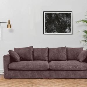 Big-Sofa HOME AFFAIRE Coray Sofas Gr. B/H/T: 266 cm x 80 cm x 113 cm, Lu x us-Microfaser, braun (dunkelbraun) XXL Sofas extra weich und kuschelig, Füllung mit Federn Daunen