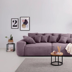 Big-Sofa HOME AFFAIRE Glamour Sofas Gr. B/H/T: 302 cm x 85 cm x 137 cm, Cord, lila (purple) XXL Sofas Boxspringfederung, Breite 302 cm, Lounge Sofa mit vielen losen Kissen Bestseller