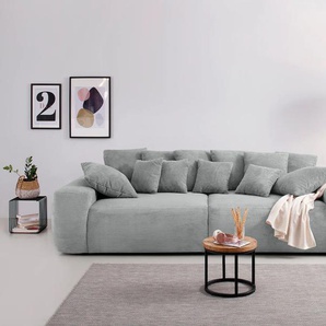 Big-Sofa HOME AFFAIRE Glamour Sofas Gr. B/H/T: 302 cm x 85 cm x 137 cm, Cord, weiß XXL Sofas Boxspringfederung, Breite 302 cm, Lounge Sofa mit vielen losen Kissen