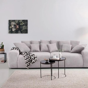 Big-Sofa HOME AFFAIRE Glamour Sofas Gr. B/H/T: 302 cm x 85 cm x 137 cm, Struktur Chenille, grau XXL Sofas Boxspringfederung, Breite 302 cm, Lounge Sofa mit vielen losen Kissen