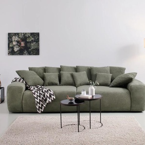 Big-Sofa HOME AFFAIRE Glamour Sofas Gr. B/H/T: 302 cm x 85 cm x 137 cm, Struktur Chenille, grün XXL Sofas Boxspringfederung, Breite 302 cm, Lounge Sofa mit vielen losen Kissen