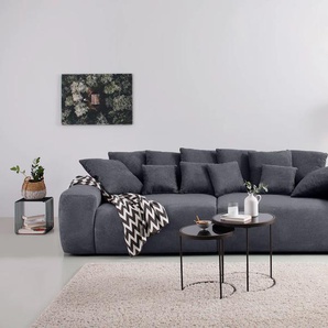 Big-Sofa HOME AFFAIRE Glamour Sofas Gr. B/H/T: 302 cm x 85 cm x 137 cm, Struktur Chenille, schwarz XXL Sofas Boxspringfederung, Breite 302 cm, Lounge Sofa mit vielen losen Kissen