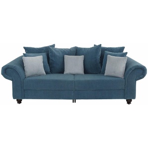 Big-Sofa HOME AFFAIRE King Henry Sofas Gr. B/H/T: 242 cm x 90 cm x 103 cm, Samtstoff, ohne Funktion, blau (petrol) XXL Sofas