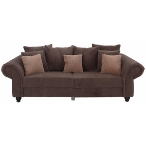 Big-Sofa HOME AFFAIRE King Henry Sofas Gr. B/H/T: 242 cm x 90 cm x 103 cm, Samtstoff, ohne Funktion, braun (kakao) XXL Sofas