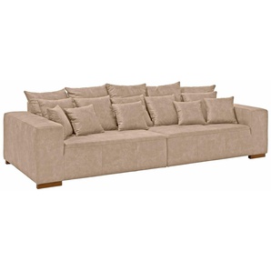 Big-Sofa HOME AFFAIRE Neapel Sofas Gr. B/H/T: 290 cm x 80 cm x 118 cm, Lu x us-Microfaser Vintageoptik, beige XXL Sofas mit vielen losen Kissen, in 2 Bezugsqualitäten