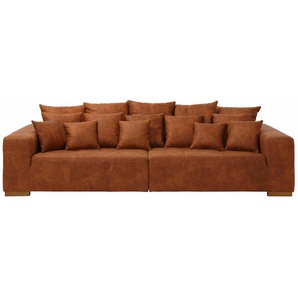 Big-Sofa HOME AFFAIRE Neapel Sofas Gr. B/H/T: 290 cm x 80 cm x 118 cm, Lu x us-Microfaser Vintageoptik, braun (cognac) XXL Sofas