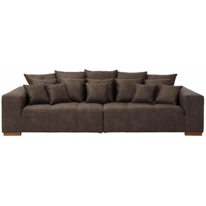 Big-Sofa HOME AFFAIRE Neapel Sofas Gr. B/H/T: 290 cm x 80 cm x 118 cm, Lu x us-Microfaser Vintageoptik, braun (dunkelbraun) XXL Sofas