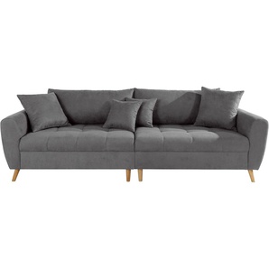 Big-Sofa HOME AFFAIRE Penelope Luxus Sofas Gr. B/H/T: 264 cm x 90 cm x 107 cm, Lu x us-Microfaser Lederoptik, grau (graphit) XXL Sofas